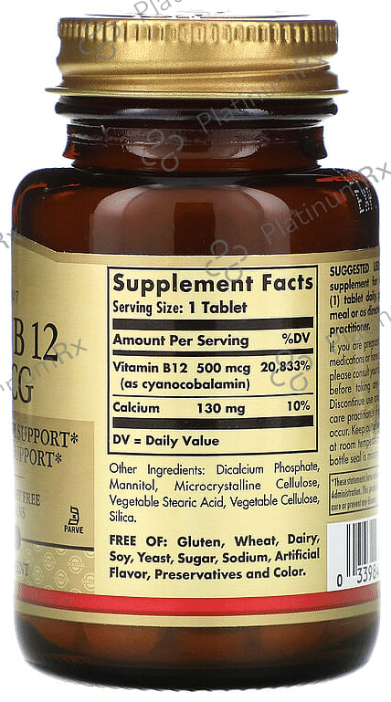 Solgar Vitamin B12 500 MCG Vegetable Capsule 100 vegicaps Capsule That's My Stuff