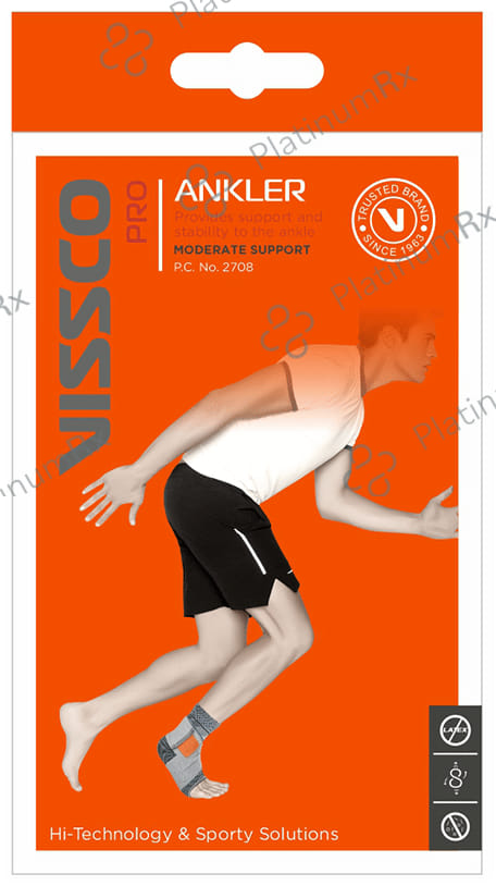 Vissco 2 in 1 Anklet + Binder to support & stability to the ankle Sprain, Swelling Muscle Small Grey
