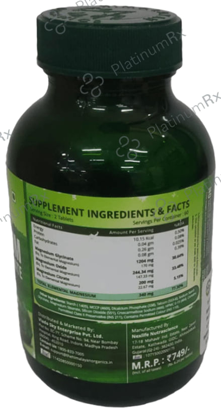 Himalayan Organics Magnesium Citrate+Glycinate for Bone & Muscle Health - Tablet