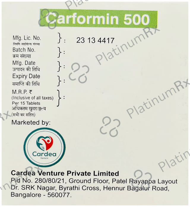 Carformin 500mg Tablet SR 15s