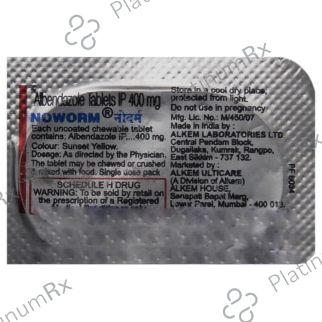 Noworm Chewable 400mg Tablet 1s