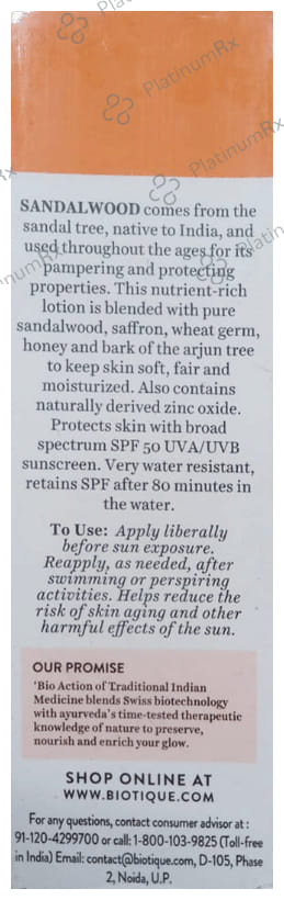 Biotique Sun Shield Sandalwood Ultra Protective Face & Body SPF 50+ PA+++ Lotion 120ml