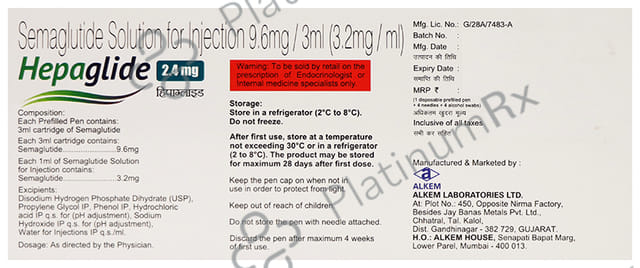 Hepaglide 2.4mg Injection (1 Multi-dose Disposable Pen, 4 Needle, 4 Alcohol Swab)