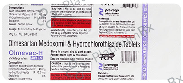 Olmevac H 40/12.5mg Tablet 10s