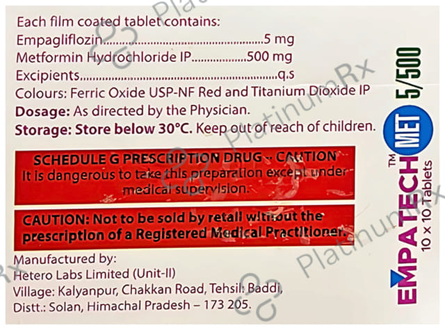 Empatech Met 5/500mg Tablet 10s