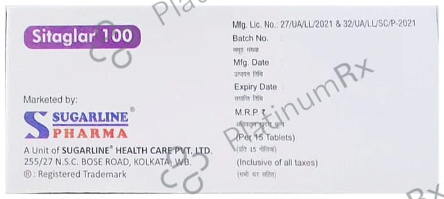 Sitaglar 100mg Tablet 15s