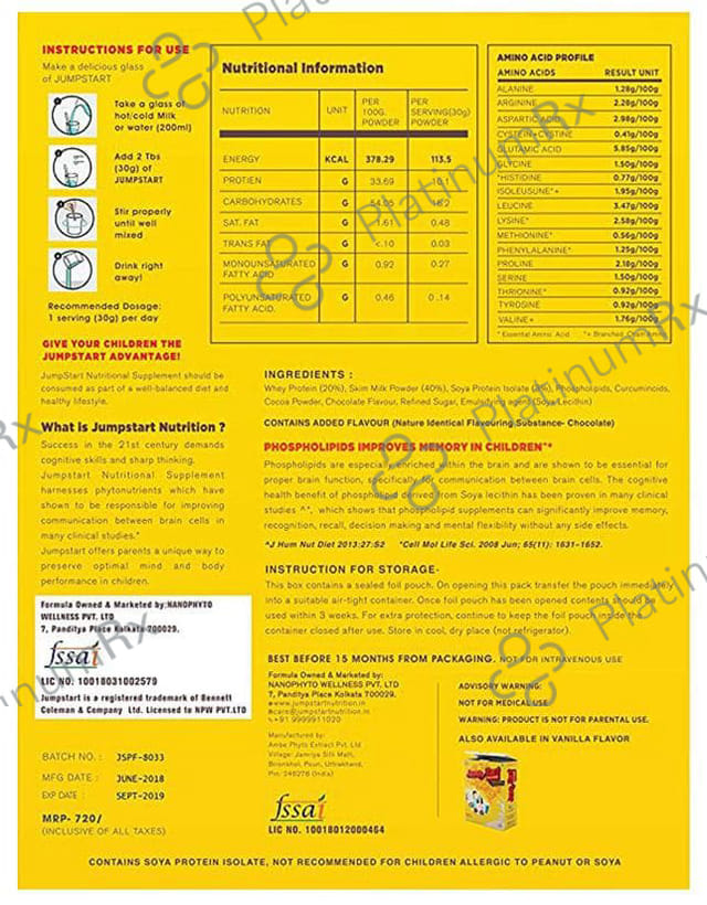 Jump Start Nutritional Immuno Booster Supplement Chocolate