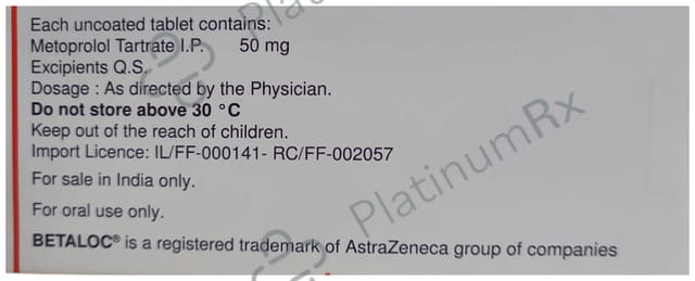 Betaloc 50mg Tablet 20s