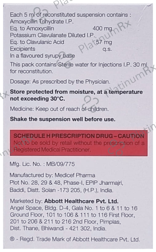 Amoxyclav Duo 400/57mg Oral Suspension 30ml