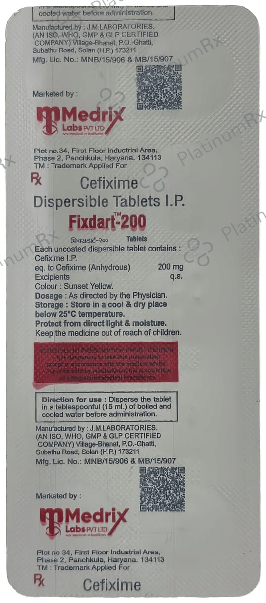 Fixdart 200mg Tablet DT