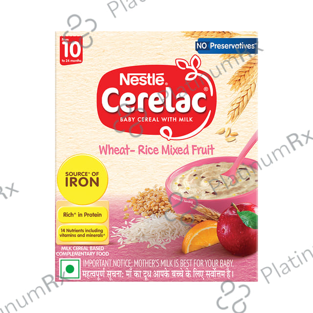 Nestle Cerelac Baby (10 months+) Cereal with Milk, Iron, Vitamins & Minerals - Wheat Rice Mix Fruit