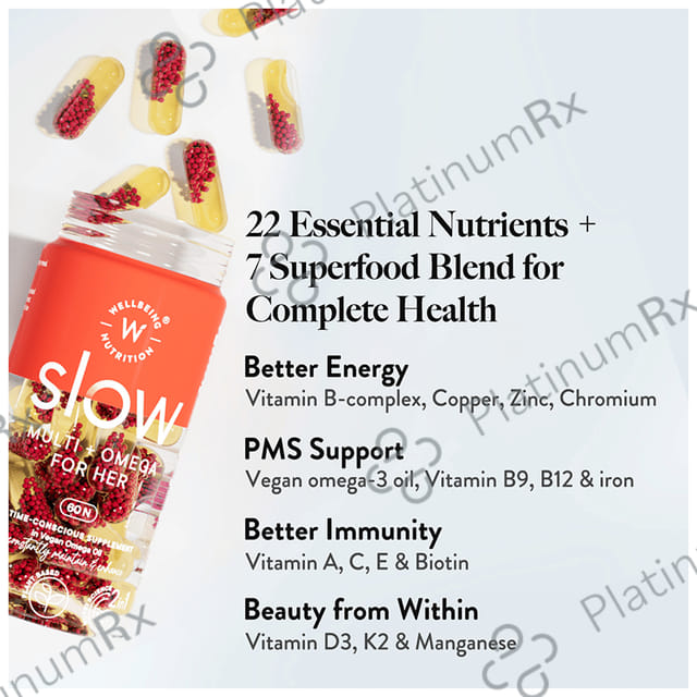 Wellbeing Nutrition Slow Multi for Her with Astaxanthin Cranberry Vegan Omega Oil Capsule 60s