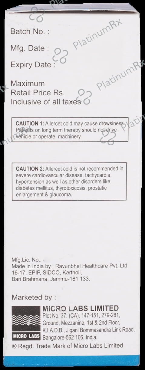 Allercet 2/5mg Cold Syrup 60ml