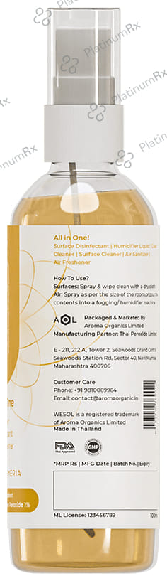 Wesol Food Grade Hydrogen Peroxide 1% All In One Multi Surface Cleaner Liquid, Disinfectant and Air Freshner (100ml Each) Fresh Plumeria 1 Bottle