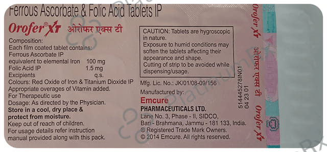 Orofer XT 100mg/1500mcg Tablet 15s