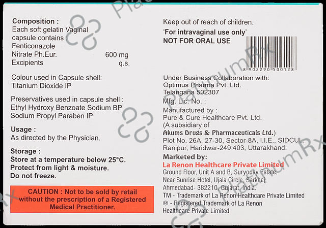Fentigliv 600mg Vaginal Capsule 1s