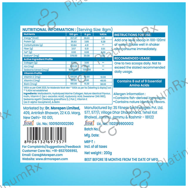 Dr. Morepen Skin Collagen Powder Pineapple Splash