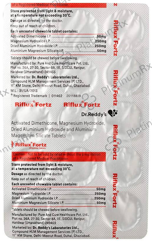 Riflux Fortz 250/50/250mg Chewable Tablet 15s