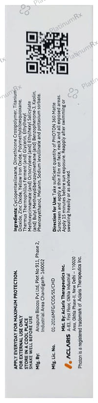 Photon 360 Matt SPF 50+ PA+++ Sunscreen Gel 50ml