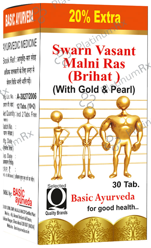 Basic Ayurveda Swarn Malni Vasant Ras with Gold & Pearl Tablet