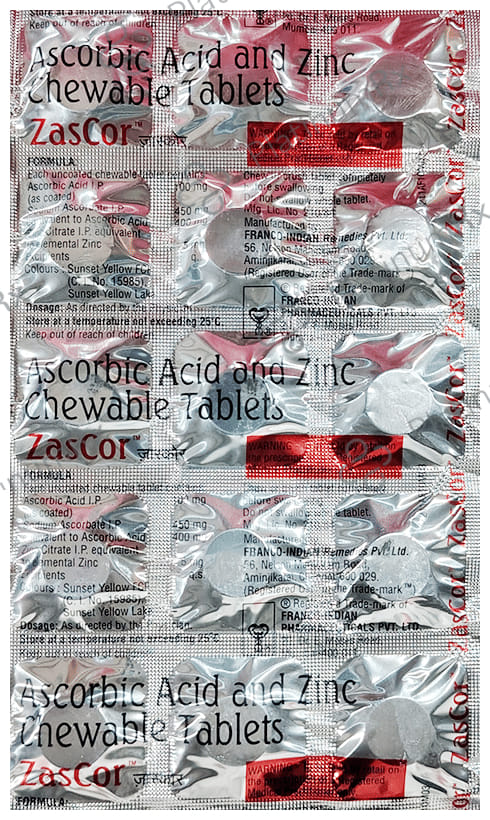 Zascor 400/5mg Lemon & Honey Chewable Tablet 15s