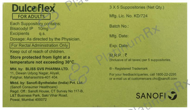 Dulcoflex 10mg Suppository 5s