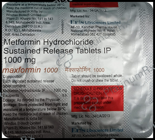 Maxformin SR 1000mg Tablet 15s