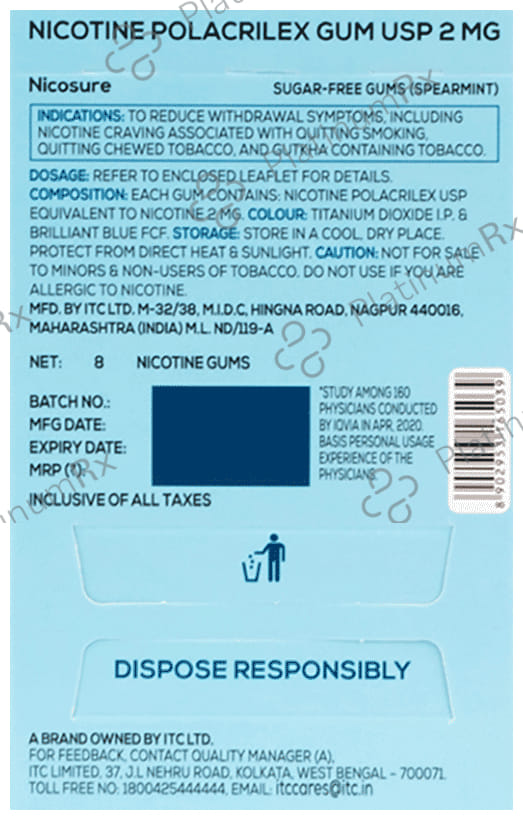 Nicosure Nicotine Polacrilex USP 2mg Gum
