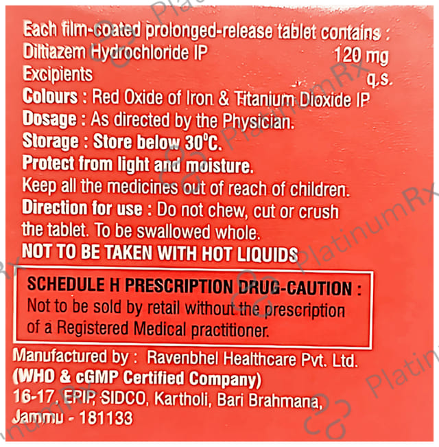 Diltiazone SR 120mg Tablet 15s