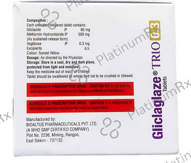 Gliclaglaze Trio 0.3/500/80mg Tablet SR 15s