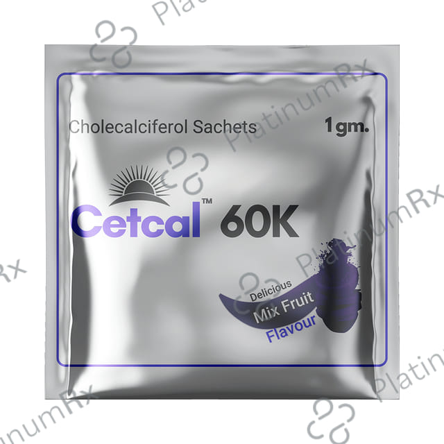 Cetcal 60000IU Delicious Mixed Fruit Flavour Granules 1gm