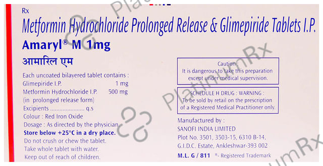 Amaryl M 1 1/500mg Tablet PR 20s