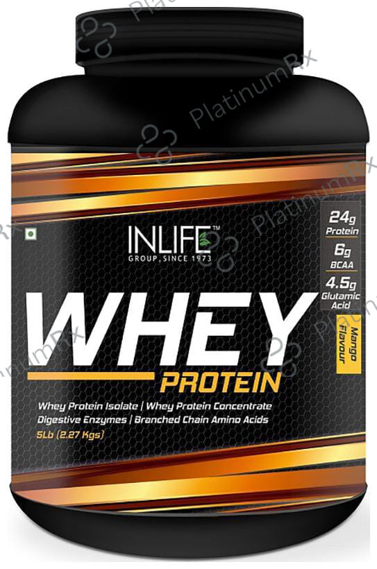 Inlife Whey Protein Powder - With Digestive Enzymes for Muscle Growth - Flavour Mango 2 kg