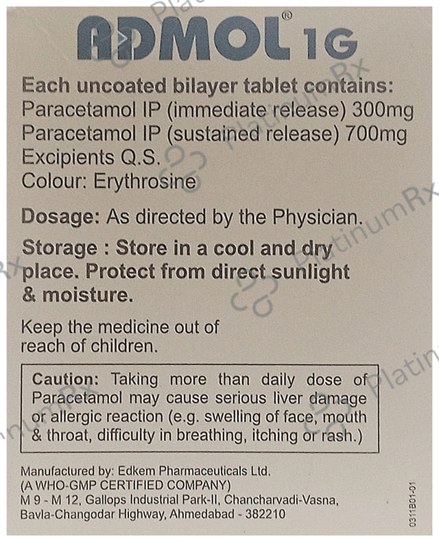 Admol 1g Tablet SR 10s
