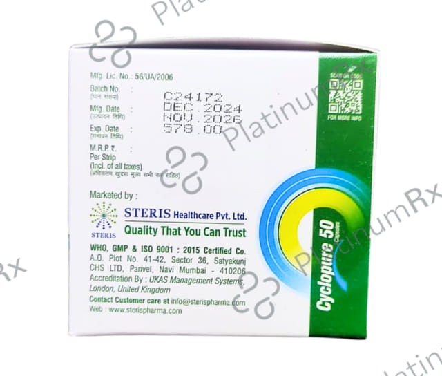 Cyclopure 50mg Capsule 10s