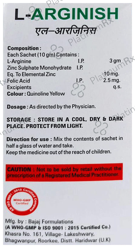 L Arginish Sachet Lemon Orange 10s