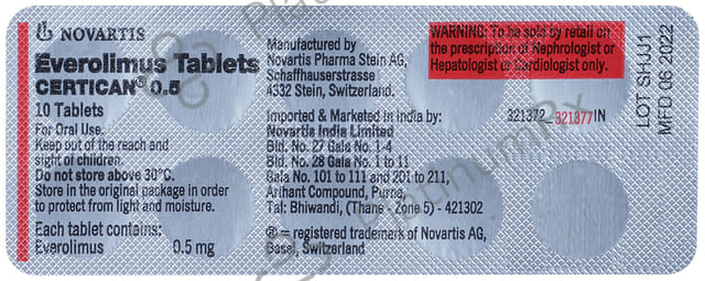 Certican 0.5mg Tablet 10s