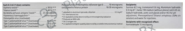 Pentaxim Vaccine 0.5ml