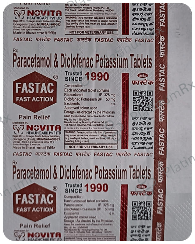Fastac Fast Action Pain 50/325mg Relief Tablet 15s