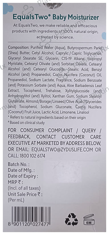 Equals Two Baby Moisturizer 200ml