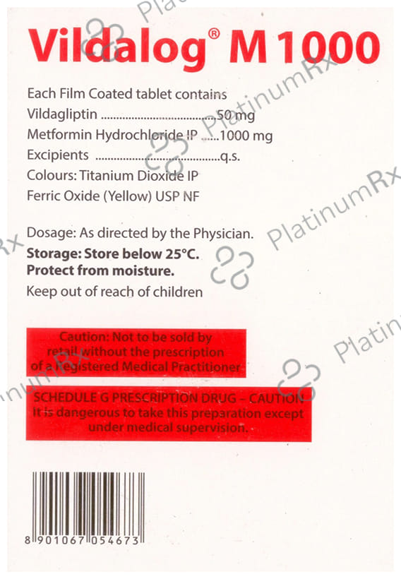 Vildalog M 1000mg/50mg Tablet
