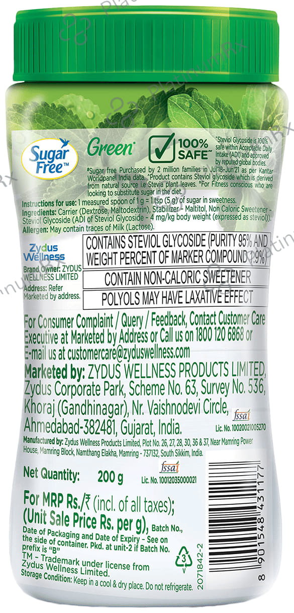 Sugar Free Green Stevia Sweetener Powder 200 gm