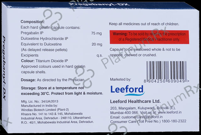 Pregabanyl DX 75mg/20mg Capsule