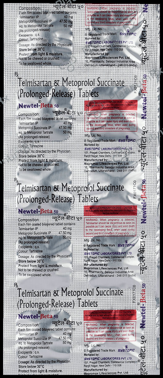 Newtel Beta 40/50mg Tablet PR 10s
