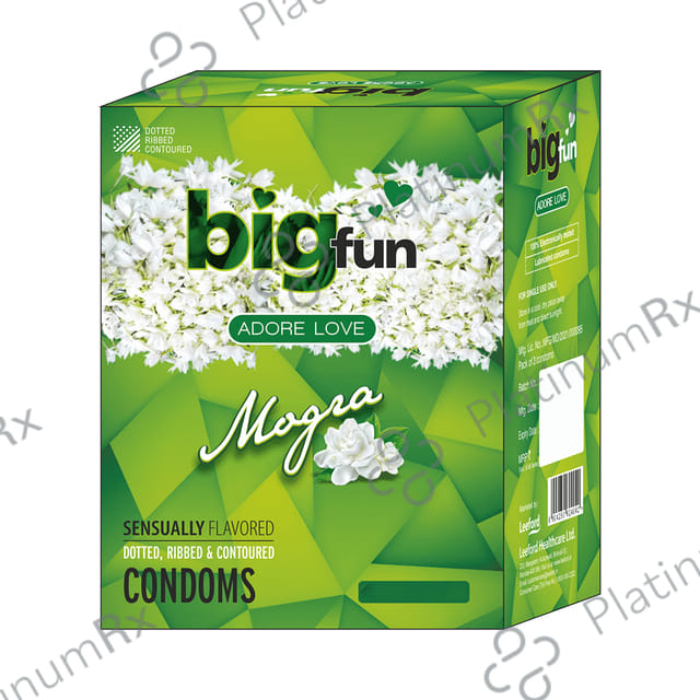 Bigfun Sensually Flavored Dotted, Ribbed & Contoured Mogra Flavour Condom 3s