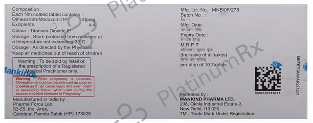 Olmetime 40mg Tablet 10s