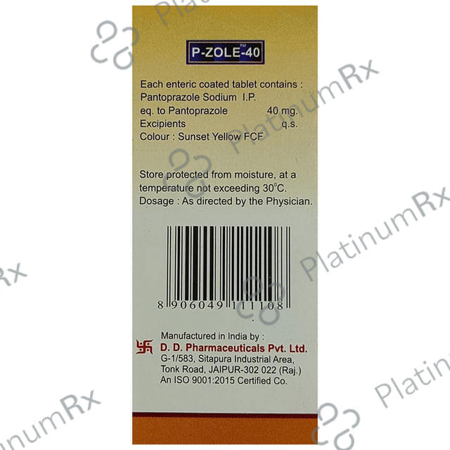 P Zole 40mg Tablet 10 Tablet D D Pharma