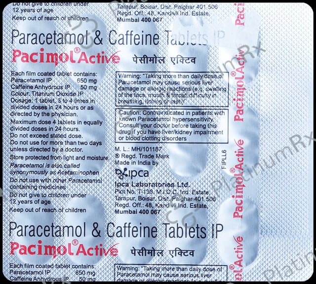 Pacimol Active 50/650mg Tablet 15s