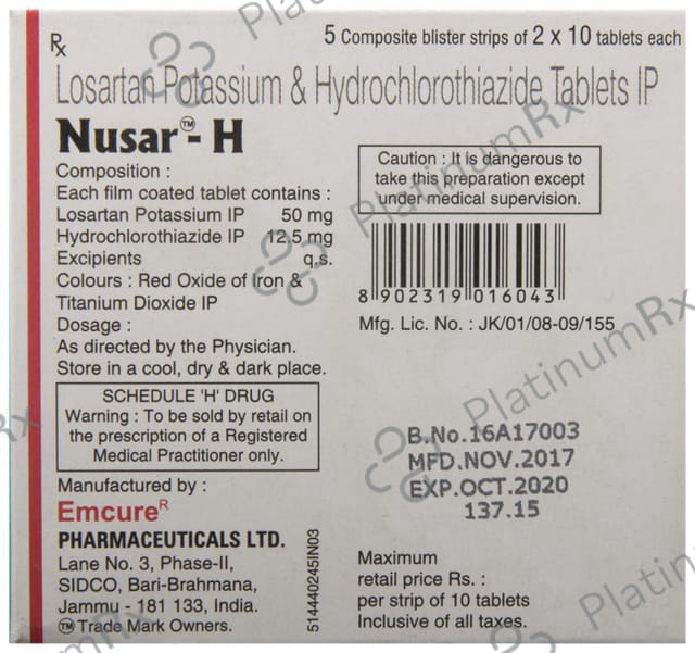 Nusar H 12.5/50mg Tablet 10s