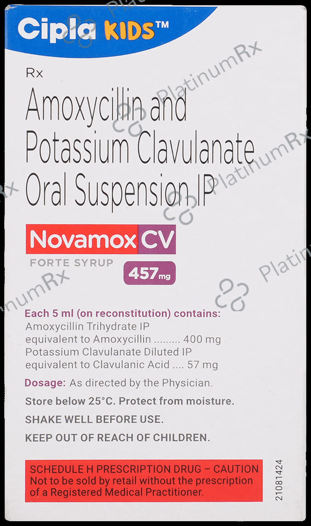 Novamox CV Forte 400/57mg Tangy Orange Syrup 60ml